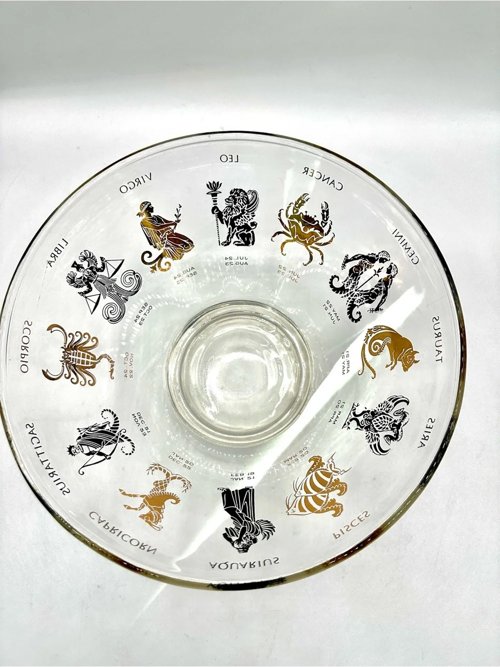 Anchor Hocking Zodiac / astrological chip bowl or salad bowl. 1960s